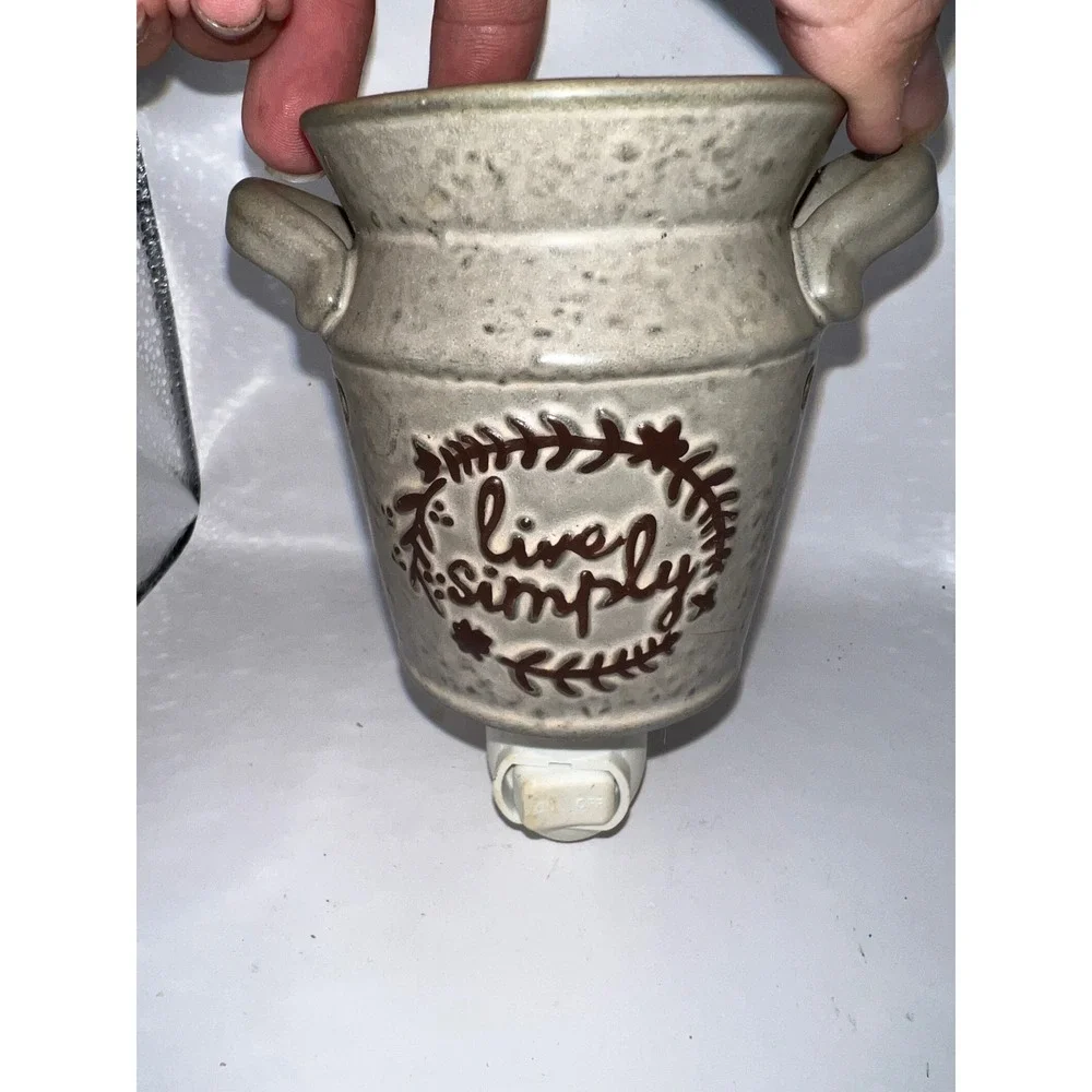 Scentsy Live Simply Mini Warmer Plug In Farmhouse Ceramic Wax Melt Warmer Gray